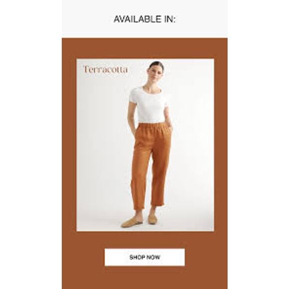 QUINCE European Linen Pants SUSTAINABLE FASHION BRAND Tan Terracotta XL - Picture 1 of 6